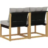 vidaXL 2 st Buiten Midden Sofa Massief acaciahout en Textilene-stof