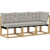 vidaXL 3 st Outdoor Midden- en Hoekbank Wit