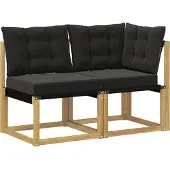 vidaXL Outdoor Midden- en Hoekbank met kussen 2 Stuk Wit