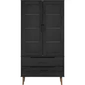 vidaXL Glazen Vitrinekast MOLDE 90 x 35 x 175 cm Massief grenenhout