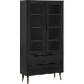 vidaXL Glazen Vitrinekast MOLDE 90 x 35 x 175 cm Massief grenenhout