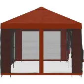 vidaXL Tuin gazebo met zijwanden 6 x 3 m Terracotta Polyester en Staal
