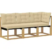 vidaXL 3 st Outdoor Midden- en Hoekbank Wit