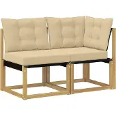 vidaXL Outdoor Midden- en Hoekbank met kussen 2 Stuk Wit