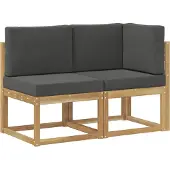 vidaXL Outdoor Midden- en Hoekbank 2 Stuk Wit Massief Acacia Hout