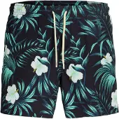 Jack & Jones Zwemshorts 'JPSTMAUI FLOWER' navy / turquoise / zwart