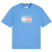 Tommy Hilfiger Shirt 'Flag Graffiti' blauw / watermeloen rood / wit