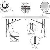 OEM Opklapbare picknicktafel, 6 voet (ongeveer 183 cm), zilverkleurig, stabiel