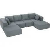 HOMCOM Hoekbank-Linnenlook, Schuim-294L x 165B x 70H cm-Donkergrijs