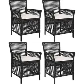 vidaXL Buitenzit 4 st Zwart en Crème poly rattan