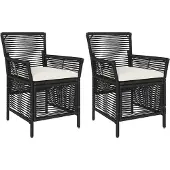 vidaXL Buitenzit 2 st Zwart en Crème poly rattan