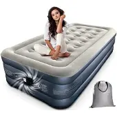 OEM Enkele luchtbed met pomp, 190x100x46 cm, 250 kg, wit/grijs, zelfopblazend