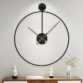 OEM Moderne wandklok, zwart, 50 cm, metaal