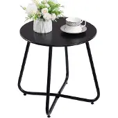OEM Ronde metalen tafel, zwart, voor buiten gebruik