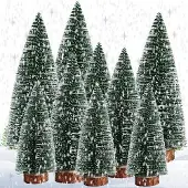OEM Kleine kerstboomset, 9-delig, groen, 10-20 cm, met houten voet