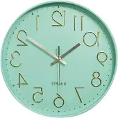 OEM Ronde quartz klok, 12 inch, op batterijen, muntgroen