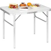 Famanu opklapbare picknicktafel, gemaakt van aluminium en MDF - met verstelbare hoogte