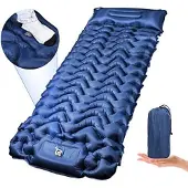 Markenlos Opblaasbaar luchtbed voor één persoon, blauw, 29x14x8 cm, ultralicht