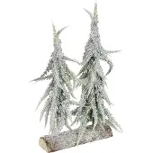 OEM Kleine kerstboom met sneeuw, bevestigd op een houten basis