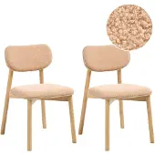 Beliani MILLS - Eetkamerstoel set van 2 - Lichtbruin/Beige - Rubberhout