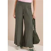 Cecil Dames Wide Legs broek met crêpe structuur - Groen - S
