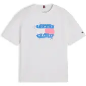 Tommy Hilfiger Shirt 'Flag Graffiti' blauw / oranje / wit