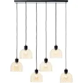 Brilliant 6-lichts hanglamp Casto zwart met amber glas