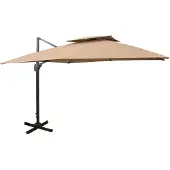 Syfax Zwevende parasol met dubbele bovenkant 300x300 cm taupe