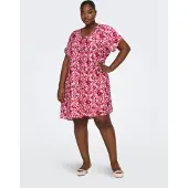 ONLY Carmakoma Zomerjurk 'CARHavana' oranje / fuchsia / bordeaux / wit