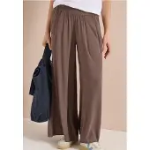 Cecil Dames Wide Legs broek met crêpe structuur - Beige - M