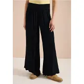 Cecil Dames Wide Legs broek met crêpe structuur - Zwart - XXL