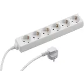Meister stekkerdoos met 6 stopcontacten - 5 meter kabel - wit - kunststof behuizing - IP20, geschikt voor gebruik binnenshuis