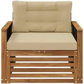 vidaXL Buiten Midden Sofa Natuurlijk en Beige Massief Acacia Hout