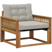 vidaXL Buiten bank set Massief Acaciahout en Textilene Naturel