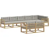 vidaXL Tuinset met 6 zitplaatsen, wit en lichtgrijs, polyester