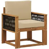 vidaXL Buiten Midden Sofa Massief Acacia Hout Natuurlijk en Beige