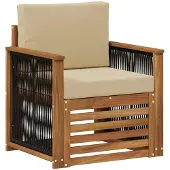vidaXL Buiten Midden Sofa Natuurlijk en Beige Massief Acacia Hout