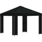 vidaXL Prieel 3 x 3 m Zwart Polyester en Staal 190 gsm