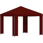 vidaXL Prieel 3 x 3 m Bordeauxrood Polyester en Staal 190 gsm