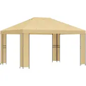 vidaXL Prieel 4 × 3 m Crèmekleurig Polyester en Staal 190 gsm