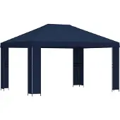 vidaXL Pavillon, 4 x 3 meter, blauw, polyester en staal, 190 g/m²