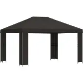 vidaXL Paviljoen, 4 x 3 meter, antraciet, polyester en staal, 190 g/m²