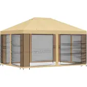 vidaXL Tuin gazebo met zijwanden 4 × 3 m Crèmekleurig