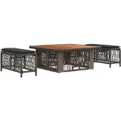 vidaXL Tuin Eettafel Set 3 st Grijs en Donkergrijs poly rattan