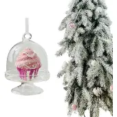 Inspiruj - Kerstbal - Roze Cupcake - Glas - 7,5 cm