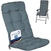 Beautissu Flair HL Stoelkussen Hoge Rugleuning 120x50x8 cm Duifblauw – Tuinstoelkussen