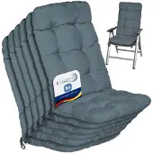 Beautissu Flair HL Stoelkussen Set 6x Hoge Rugleuning 120x50x8 cm Duifblauw – Tuinstoelkussen