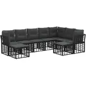 vidaXL Buitenbankset zwart en donkergrijs, polyester