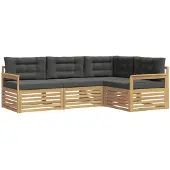 vidaXL Buiten bank set 5 st Wit en antracietkleurig Polyester