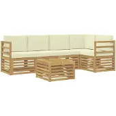 vidaXL Buiten bank set 6 st Wit en crèmekleurig Polyester